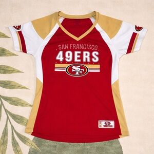 NFL San Francisco 49ers Red, Gold & White Women's Jersey Tee